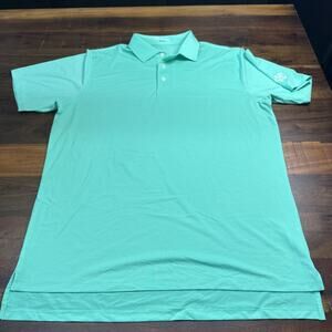 B Draddy Golf Sport Polo Shirt Mens Medium Green Logo On Shoulder/Back